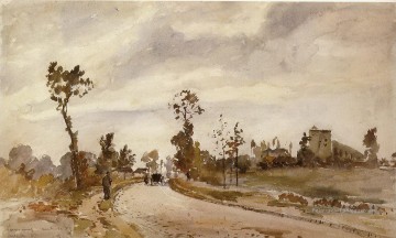 route de saint germain louveciennes 1871 Camille Pissarro paysage Peinture à l'huile